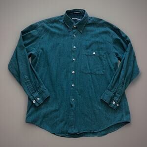 Vintage Equipment HONG KONG Hunter Green Men's L Cotton Button Down Shirt